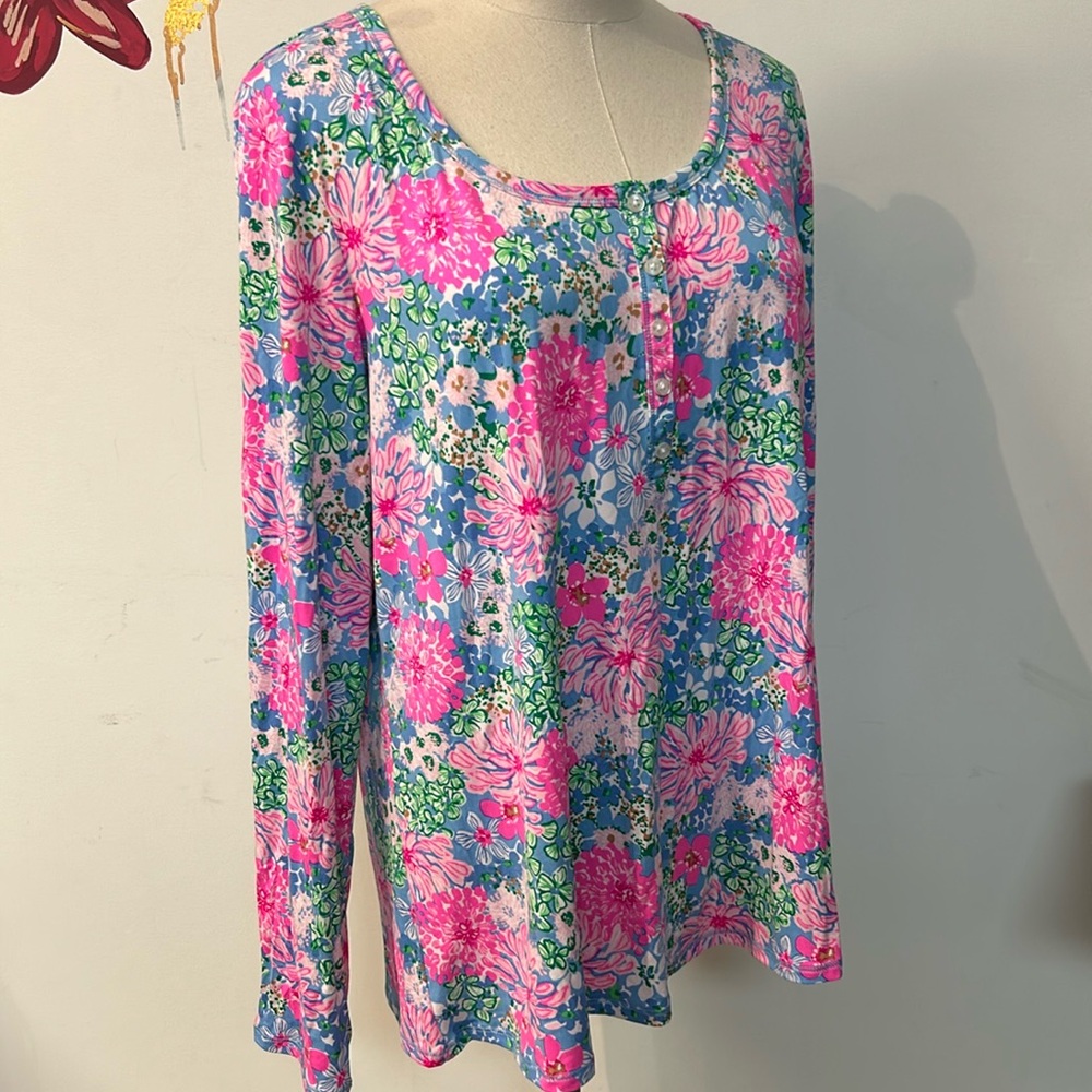 New Lilly Pulitzer PJ Henley Top Soiree All Day Sz XL
